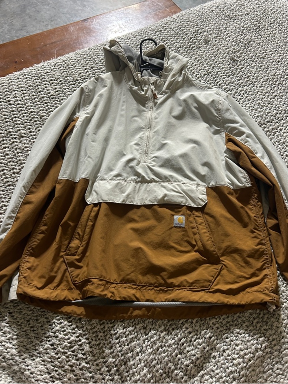 Carhartt Two-Tone Hooded Windbreaker Jacket - Cream & Brown